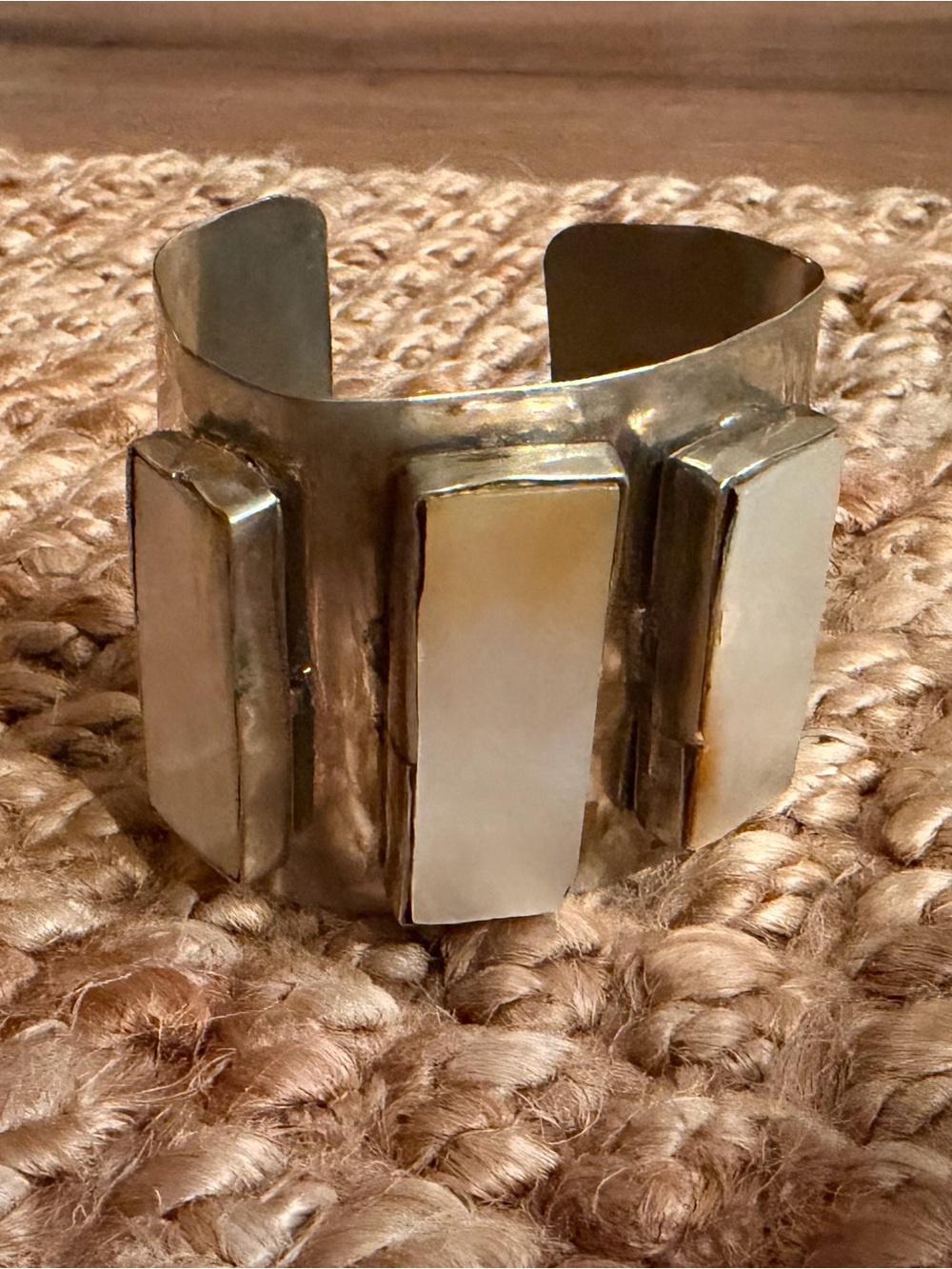 Agnes Lenoble Handmade Alpaca & Mother of Pearl Cuff Bracelet – Made in Uruguay